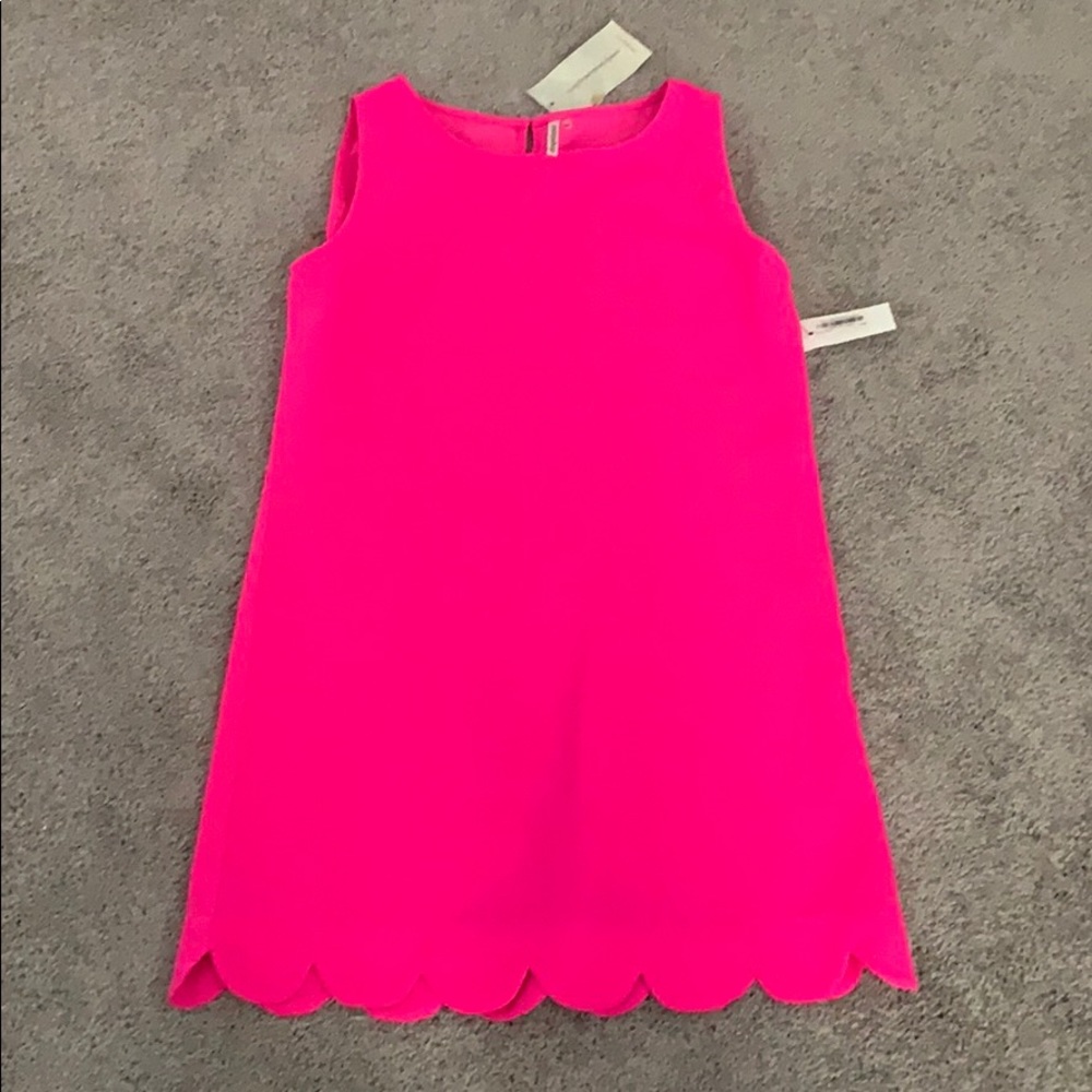 NWT Boutique hot pink scallop trim dress